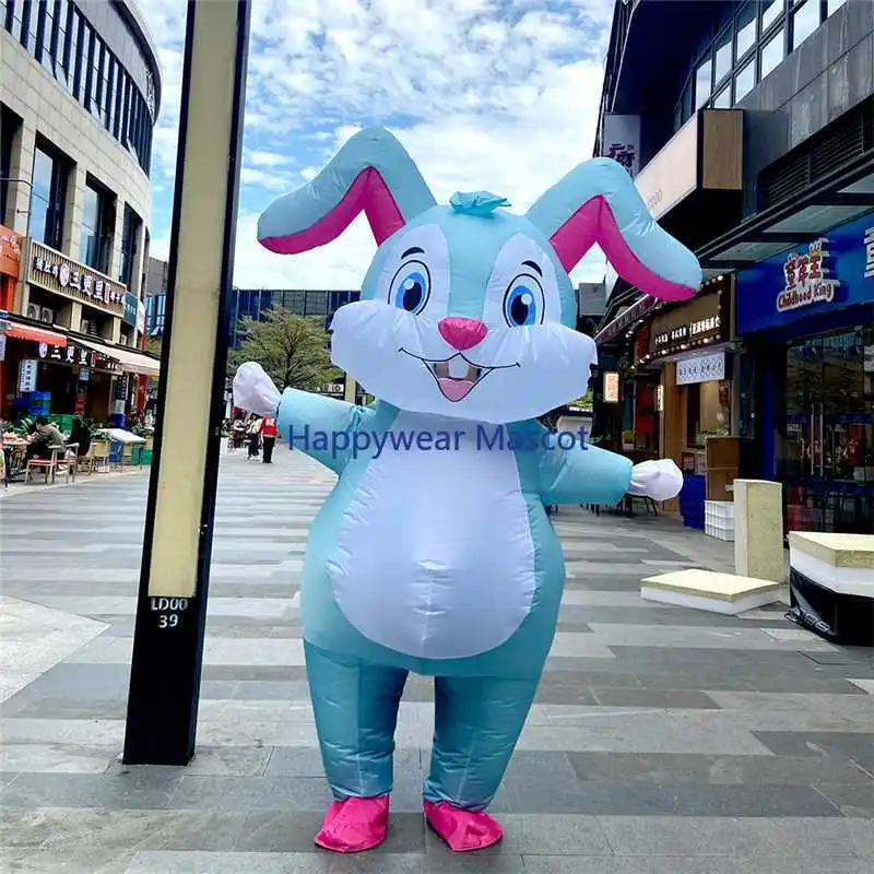 New Rabbit Inflatable Costumes Suit Purim Easter Halloween Christmas Party Mascot Fancy Role Play Animal Costume for Adult Kids