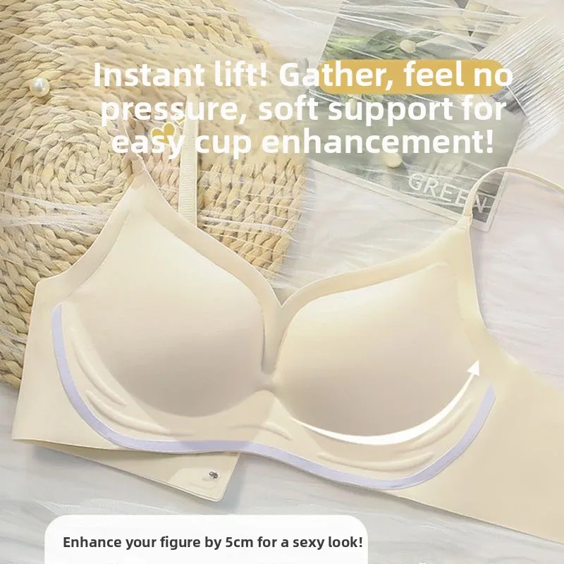 

Instantly Bigger Boobs Jelly Support Underwear Small Chest Gathered Look like a Sexy Girl Cartoon Chest Steel Ring Trace Bra