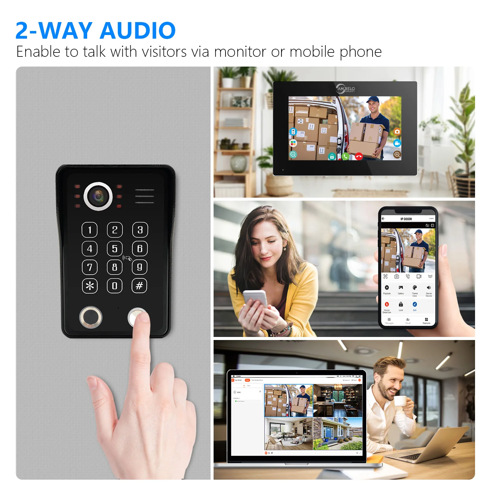 Tuya 10 Inch Video Intercom Doorphone Touch Screen with Wired Doorbell 1080P 148° APP Password Fingerprint Card Swipe Monitor