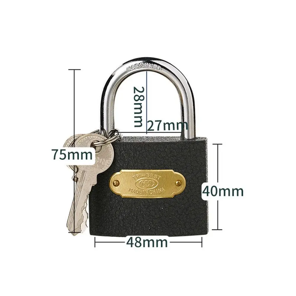 Durable Metal Iron Lock Hardened Lock Beam Grey Drawer Cabinet Padlock with 2 Keys Anti-Theft Lock Home