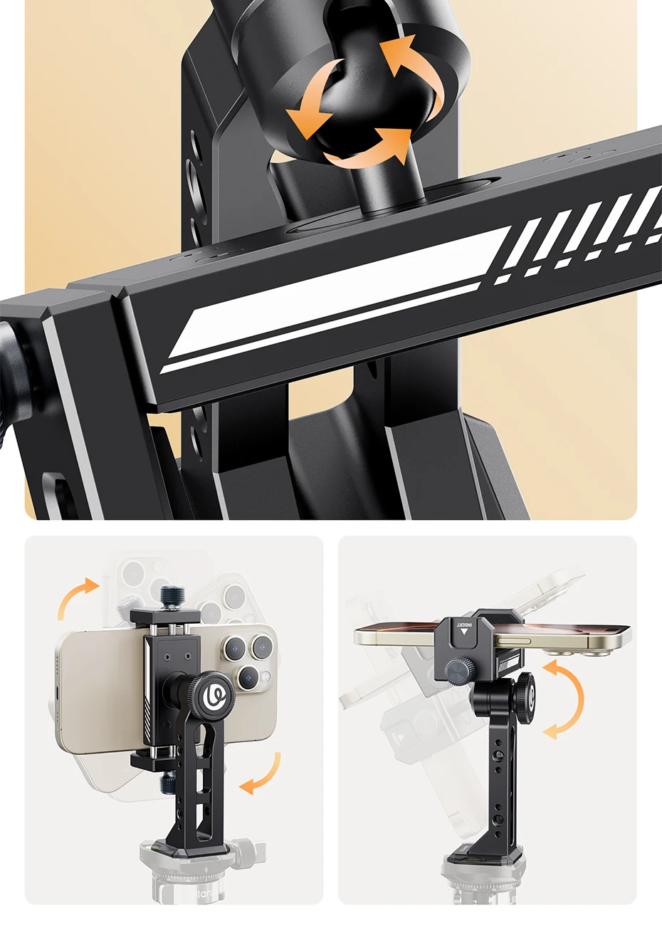 Ulanzi MA53 Arca Swiss Telefonhalterung mit Kugelkopf 360° ° Rotations-Handyhalter aus Metall für Fotografie, Livestreaming, Vlog-Aufzeichnung – Detail 5