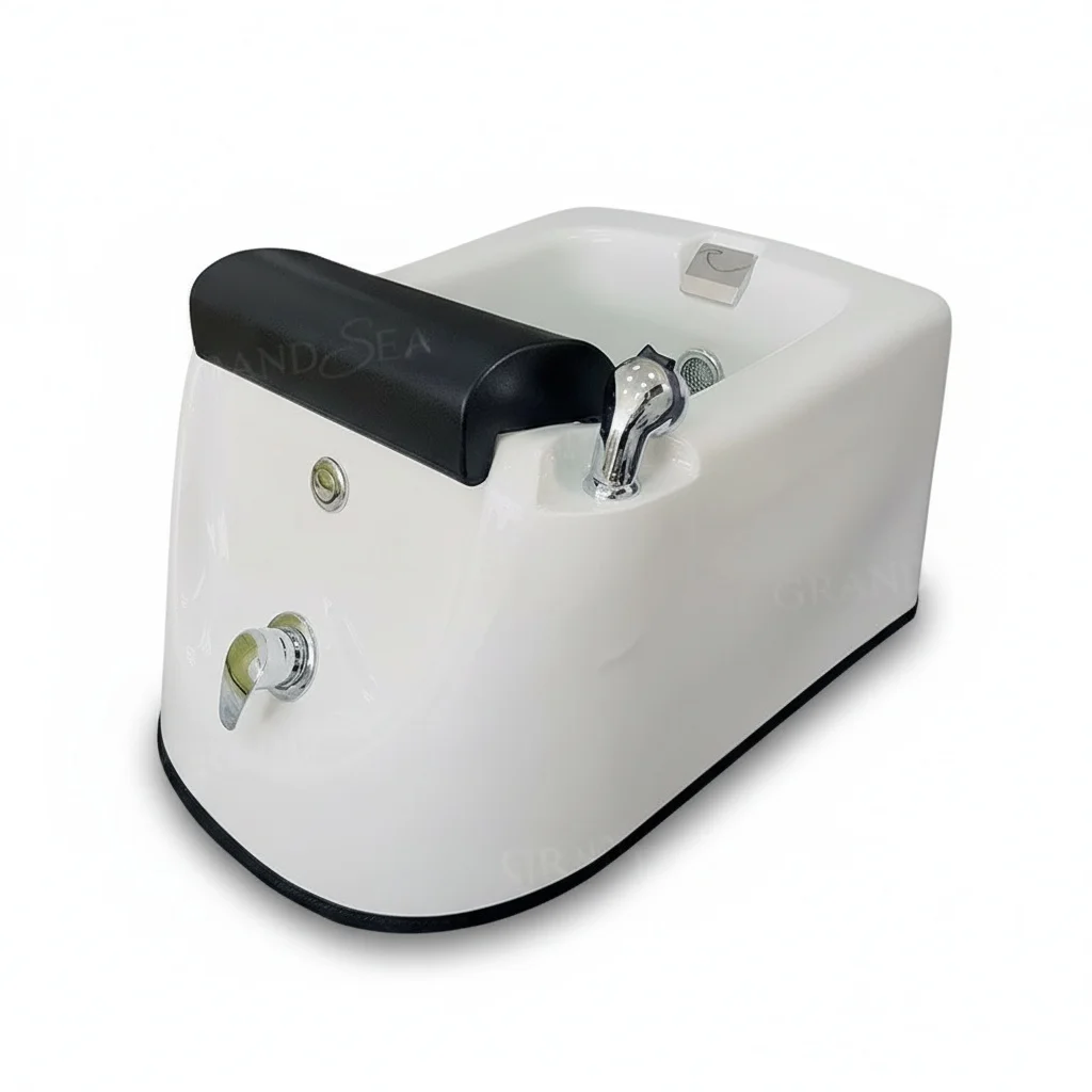 

Acrylic Pedicure Basin, 570x570x330mm Fiberglass Freestanding Foot Spa, Whirlpool Massage Sink with Double Light, Pedicure Bowl