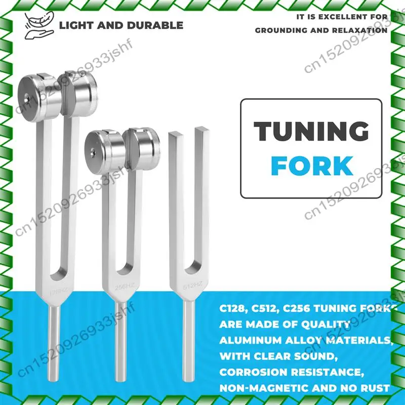 -BOFF (128 Hz, 256 Hz, 512 Hz) stemvorkset, stemvorken met reflexhamer voor chakra/genezing/geluidstherapie/DNA-reparatie