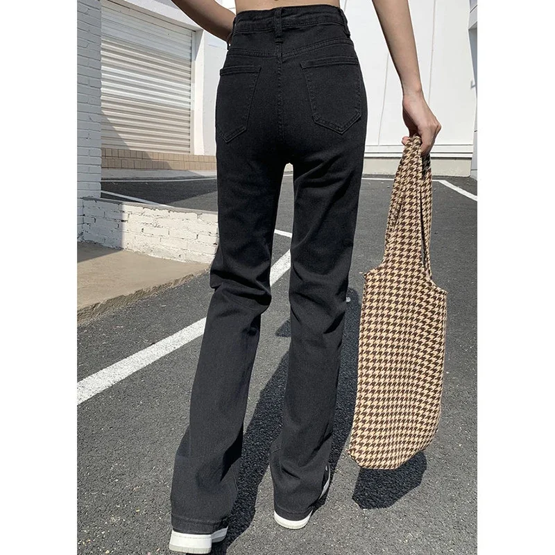 Woman Korean High Waist Streetwear Straight Leg Jeans Girls Y2k Clothes Pants Female Fashion Black Baggy Harajuku Denim Trousers