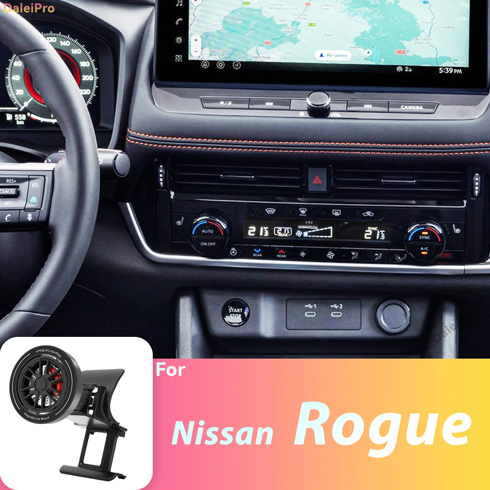 Custom Fit for Nissan X-Trail Rogue T33 2022 2023-2026 Magnetic Phone Mount Airflow Cooling Holder 360° Swivel Phone Holder Base
