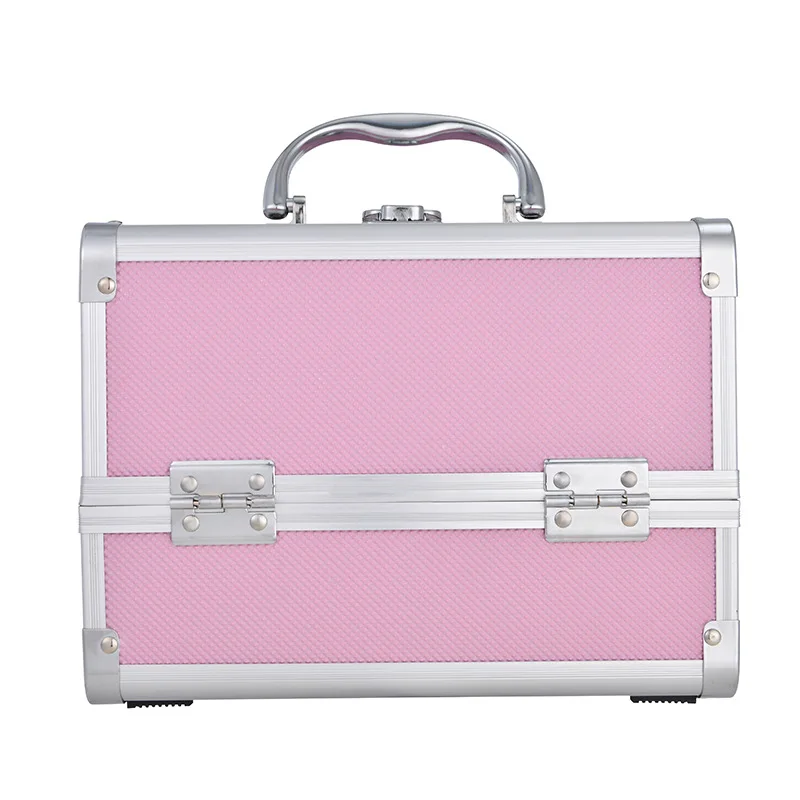 3 Trays Makeup Train Case, Lockable Cosmetic Storage Box with Mirror, Portable Makeup Storage Box for Travel