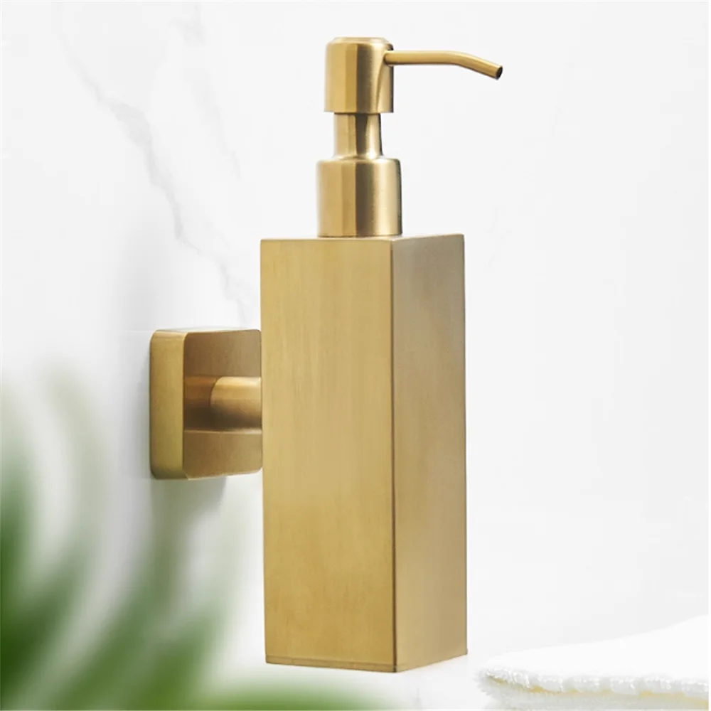 Brush Gold Soap Dispenser Wall mount SUS304 bathroom Hand Liquid Soap Dispenser/kitchen soap dispenser Bathroom Shampoo bottles