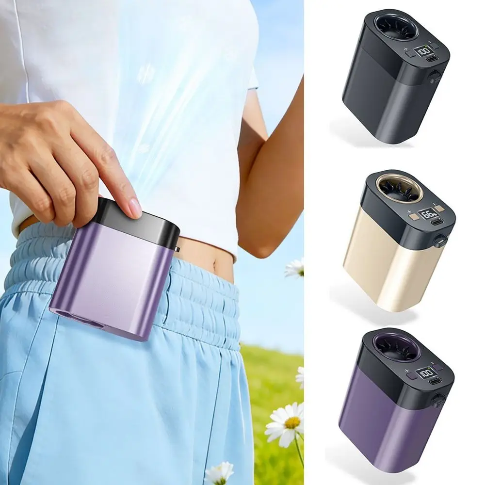 Hand Free Waist Clip Fan Strong Airflow LED Display Hanging Neck Fan Rechargeable High-Speed Mini Electric Fan Outdoor Sports
