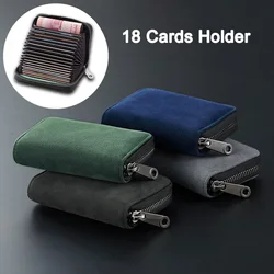 Frosted Leather Cards Holders Multi-card Slot Card Bag Wallets Portable Zipper Coin Pouch Men Women Business Card Organizer