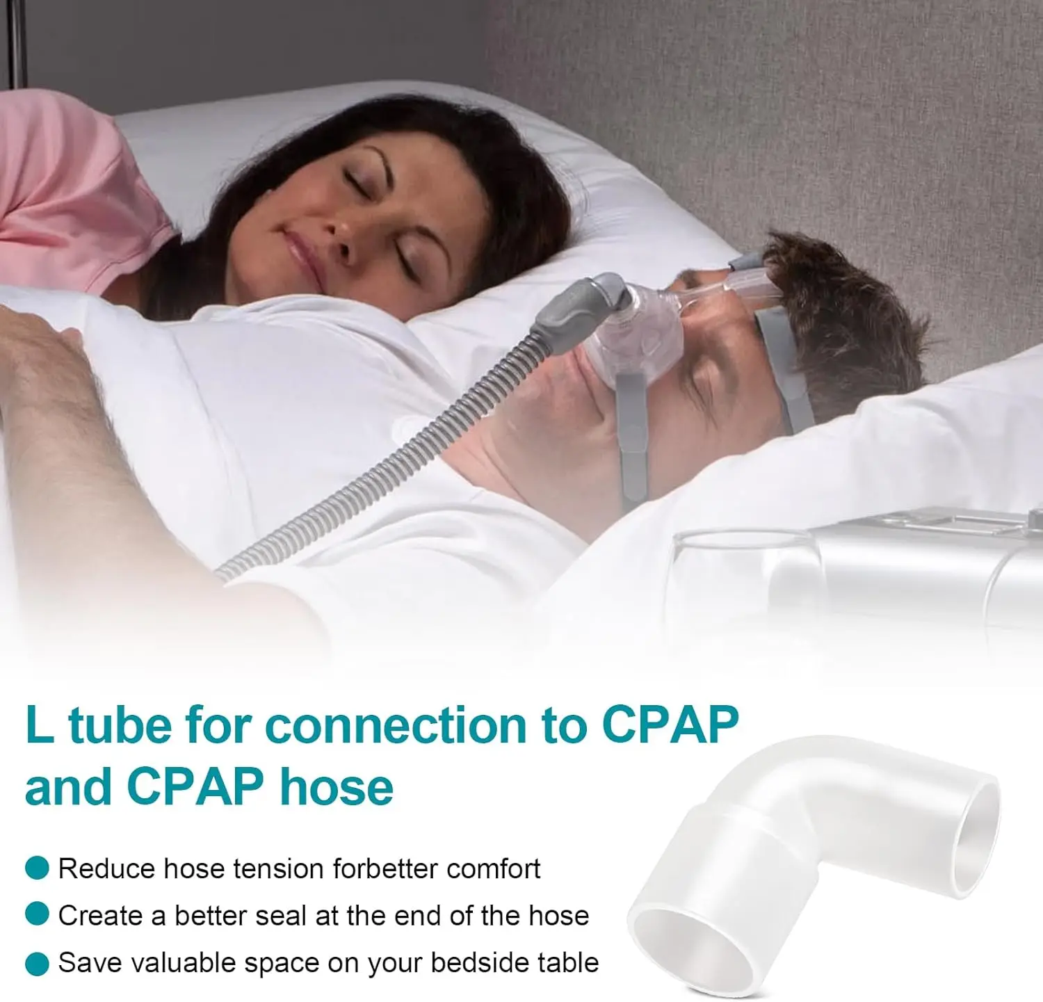 CPAP-Winkelanschluss, kompatibel mit ResMed AirSense10, AirCurve10, Resmed 11, 90-Grad-Universal-CPAP-Schlauch – Detail 7
