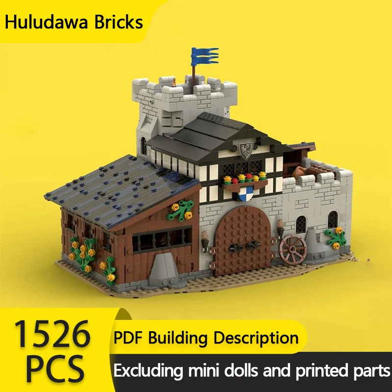 Village Street View Model MOC Building Bricks Medieval Stables Modular Technology Gifts Holiday Assemble Children Toys Suit