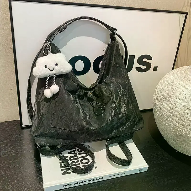 Casual PU Large Capacity Women's Bag Crossbody Backpack Double Shoulder Tote Bag For School Commute Shopping
