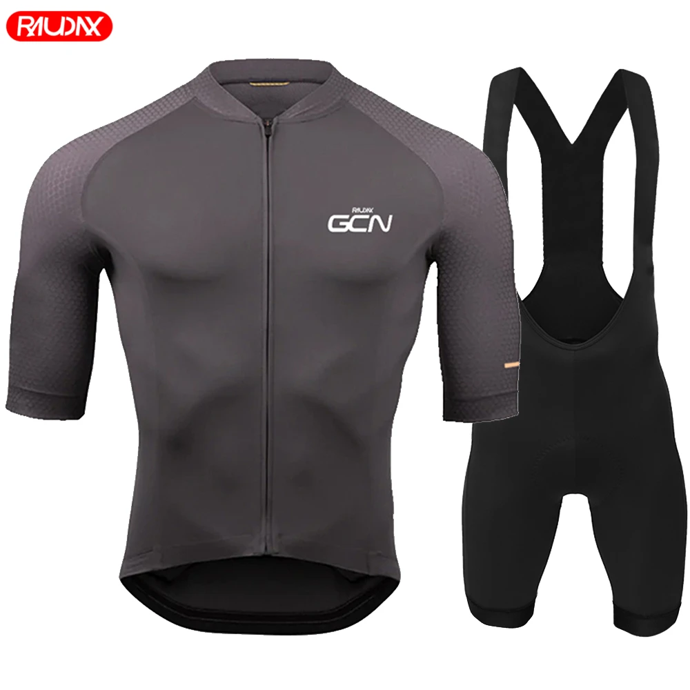 Raudax Gcn Men Short Sleeve Jersey Sets Ropa Ciclismo Hombre Summer Cycling Clothing Set Triathlon Bib Shorts Suit Bike Uniform