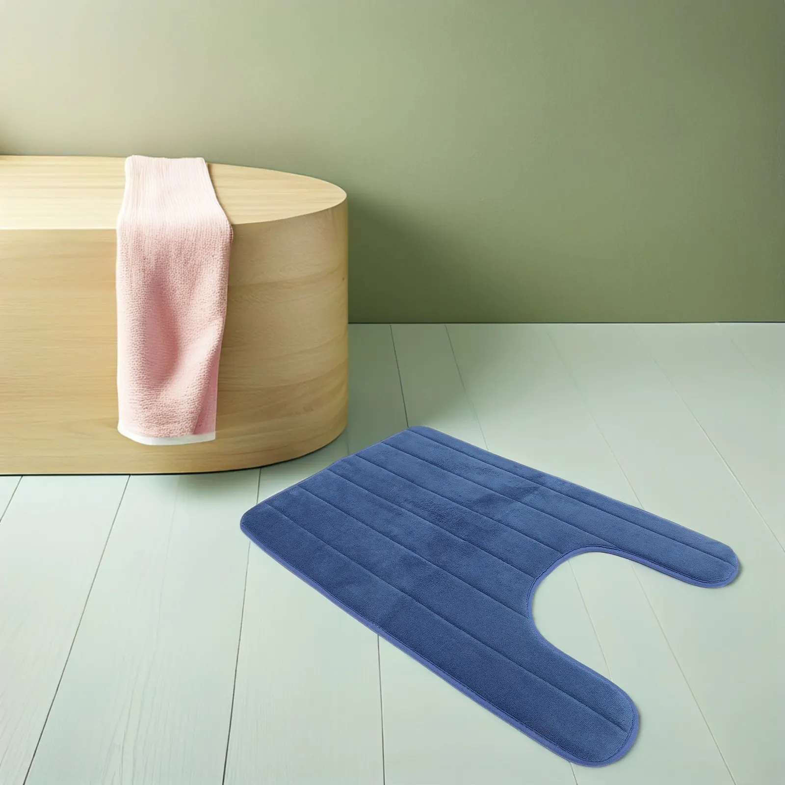 2Pcs U-Shaped Toilet Mat Non-Slip Coral Fleece Memory Foam Absorbent Washable Contour Bathroom Rug for Pedestal Commode Floor