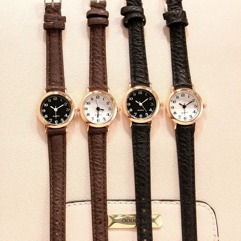 Relojes de pulsera clásicos de cuarzo Para Mujer, reloj con correa de cuero informal, nuevo reloj analógico con esfera redonda, Relojes de pulsera Para Mujer