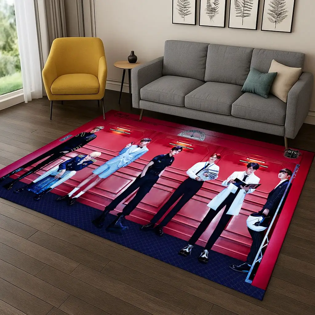 Kpop Star B-BTS Kim JIN SUGA V السجاد البساط لغرفة النوم غرفة المعيشة أريكة المنزل ممسحة ديكور المنزل ، منطقة البساط سجادة أرضية غير قابلة للانزلاق هدية #2