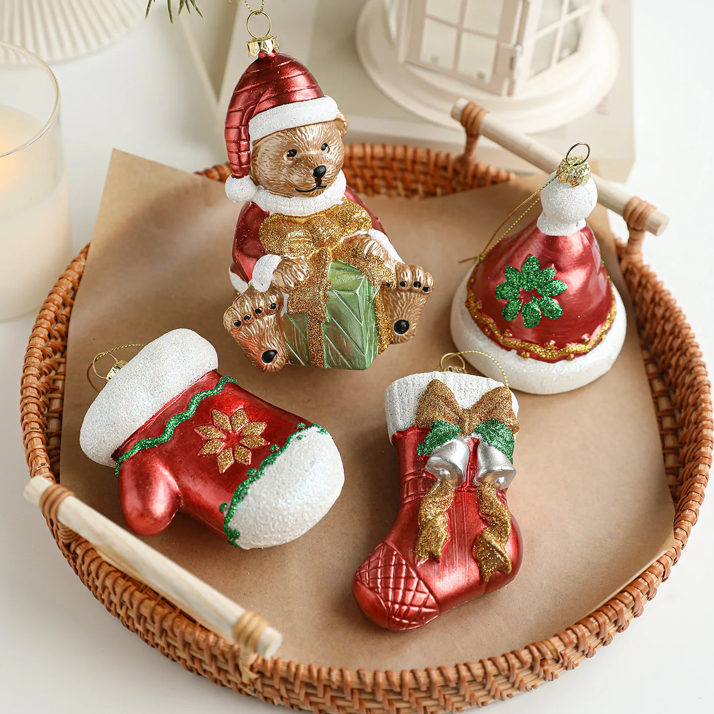 

Christmas Pendant Red White Cartoon Plastic Christmas Tree Pendant DIY Vertical Pendant Family Christmas Atmosphere Decoration