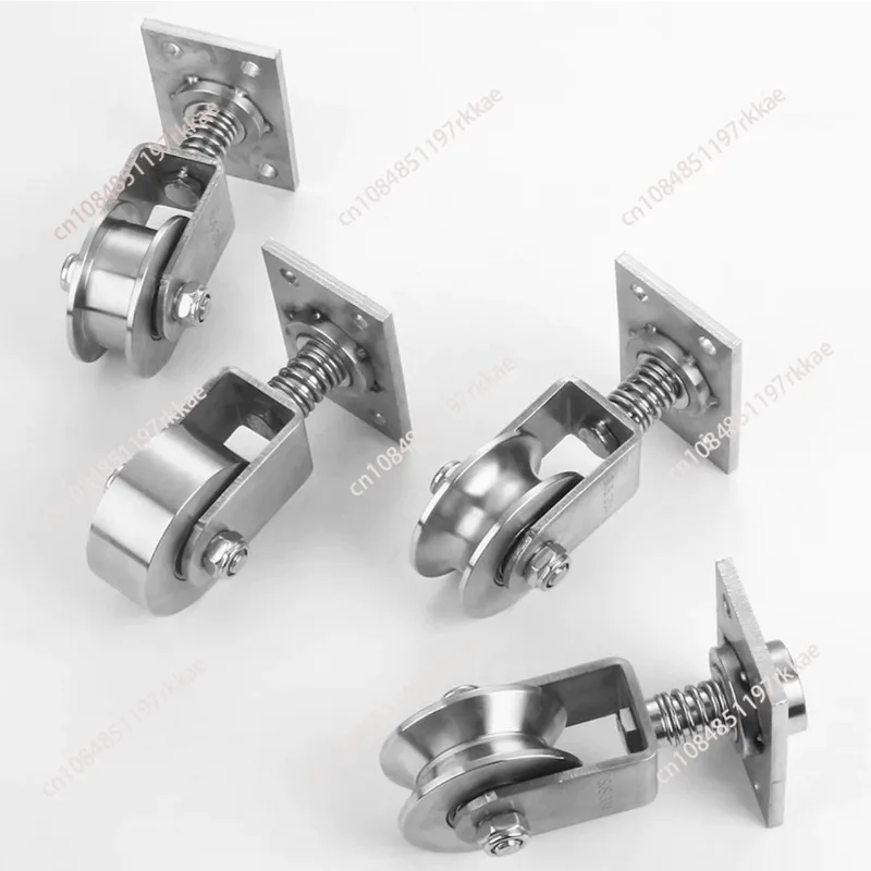 304 Stainless Steel V U H Shaped Omni-wheel Universal Pulley Sliding Gate Accessoreis Ground Rail Rollers with Spring