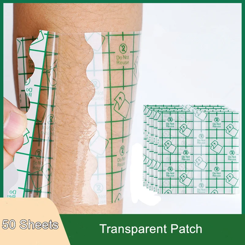 

50pcs/set PU Film Patch Skin Tape Intravenous Injection Wound Protector Waterproof Transparent Band Aid First Aid Plasters