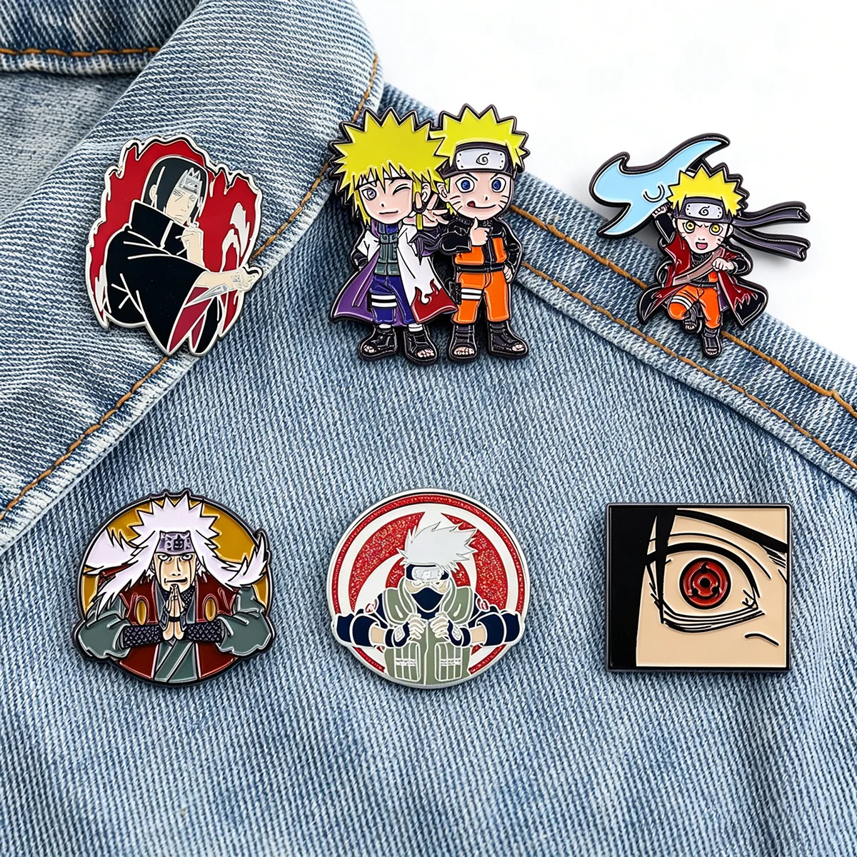 6Pcs/Set Anime Character Enamel Brooch Cartoon Uchiha Itachi Kakashi Jiraiya Metal Badge Lapel Pin Cosplay Accessories Fan Gifts