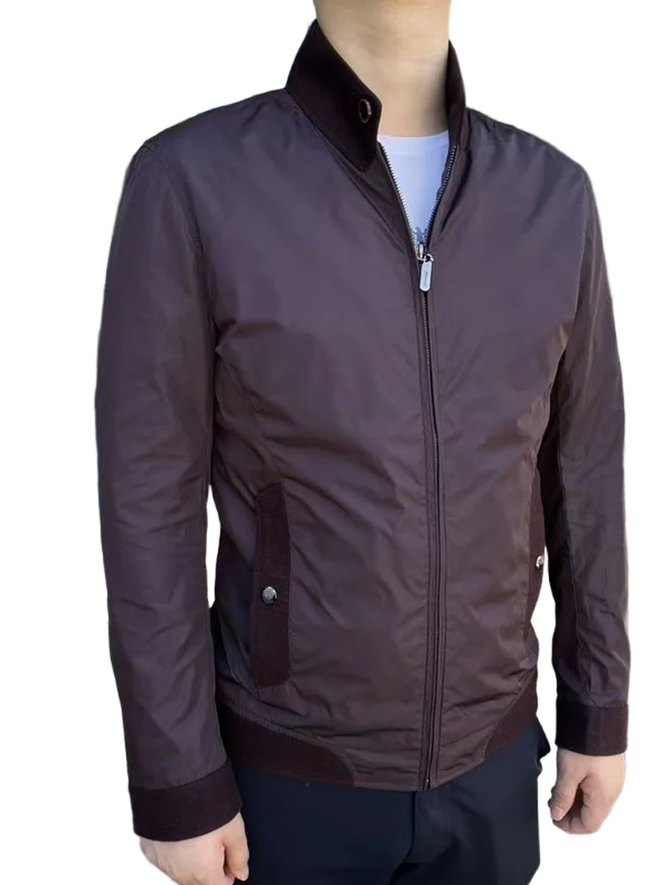 

Мужская тонкая куртка Businort на весну-осень с воротником-стойкой, на молнии, модная, городская, из полиэстера, нейлона и композитного волокна, с длинными рукавами