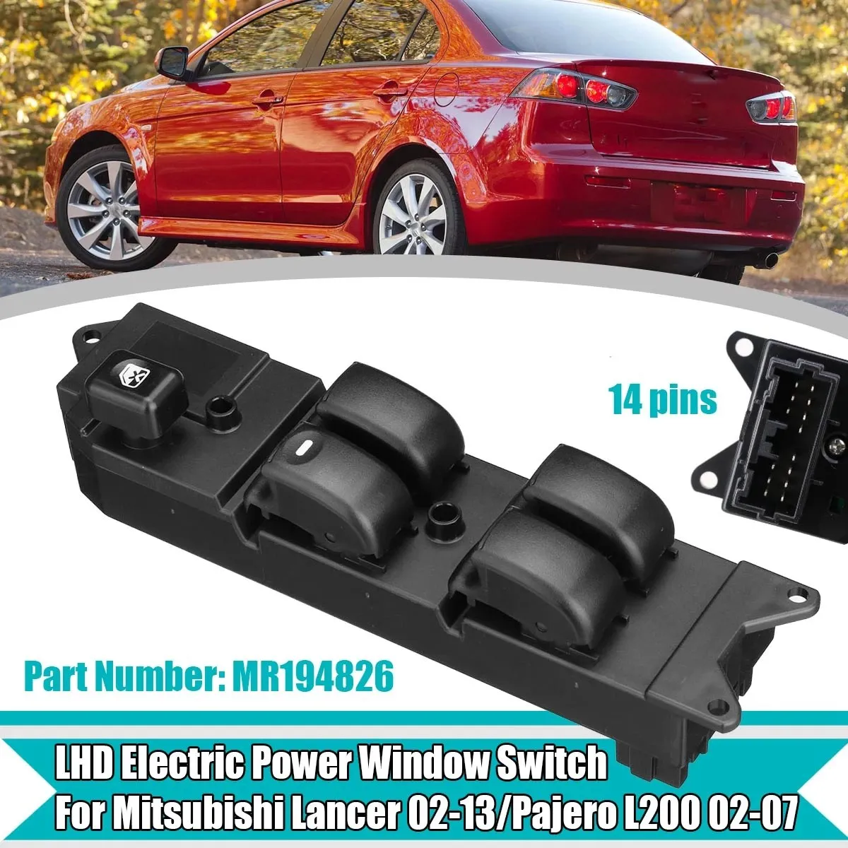 Window Switch Car LHD Black Electric Power Window Switch for Mitsubishi Lancer 2002-2013 Pajero L200 2002-2007 MR194826