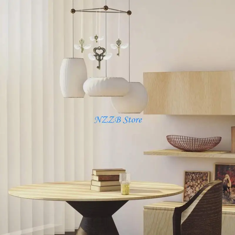 

T21F Vintage Skeleton Keys Flying Keys Charms with 28x Wings for Room Decor