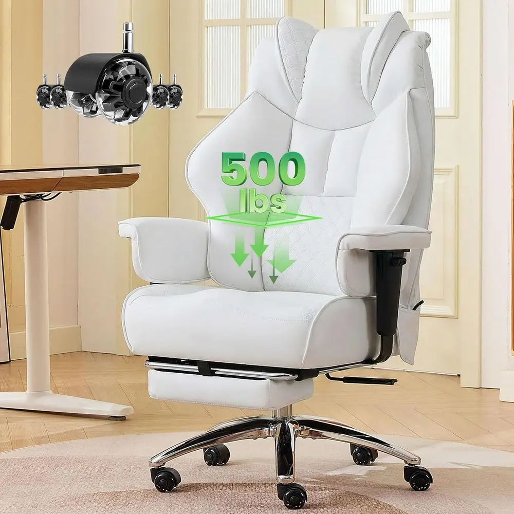 500lbs Capacity Ergonomic Big and Tall Office Chair with Adjustable Lumbar Support and Footrest