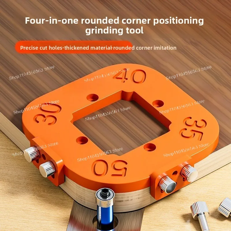 4-in-1 Woodworking Rounded Corner Positioning Tool, Precision Hole Cutting, Trimming and Chamfering Tool