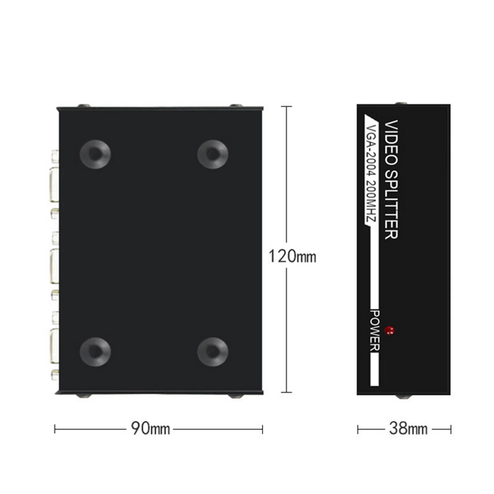 ตัวแยกสัญญาณวีจีเอ4พอร์ต1x4 1เครื่องขยายสัญญาณวิดีโอ VGA HD 200MHz รองรับ720P/1080P พร้อมไฟสำหรับ VGA adpater