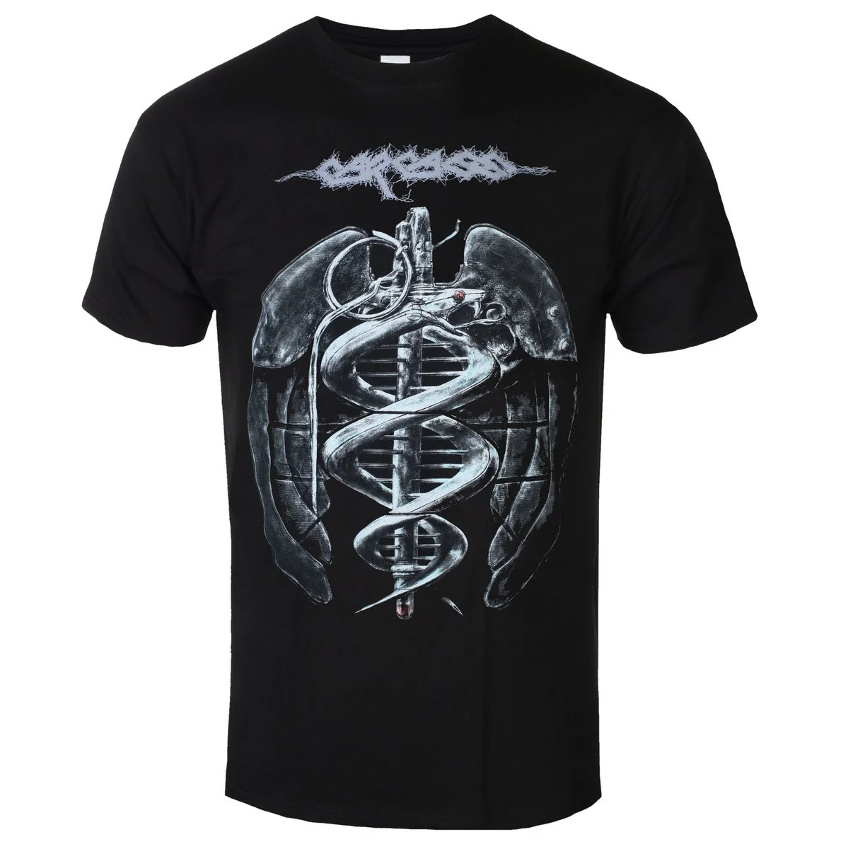 Carcass Death‑metal Band Graphic Short Sleeve Top Men Women Thorn‑style Band Logo Ribcage Skeleton Snake Rod Dark