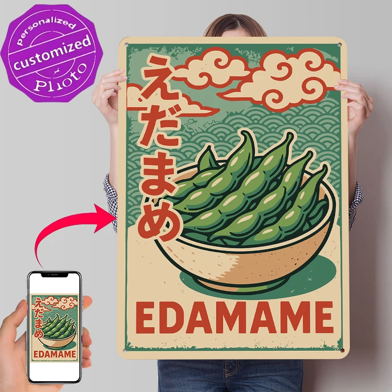 Edamame, decoraciones vintage de comida japonesa, decoración para habitación, accesorios de interior, carteles en la pared, adornos artísticos retro