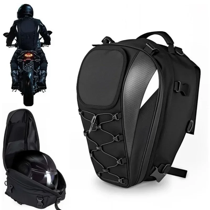 Motorcycle helmet bag rear tail bag rear seat bag backpack knight large capacity rear bag locomotive equipment