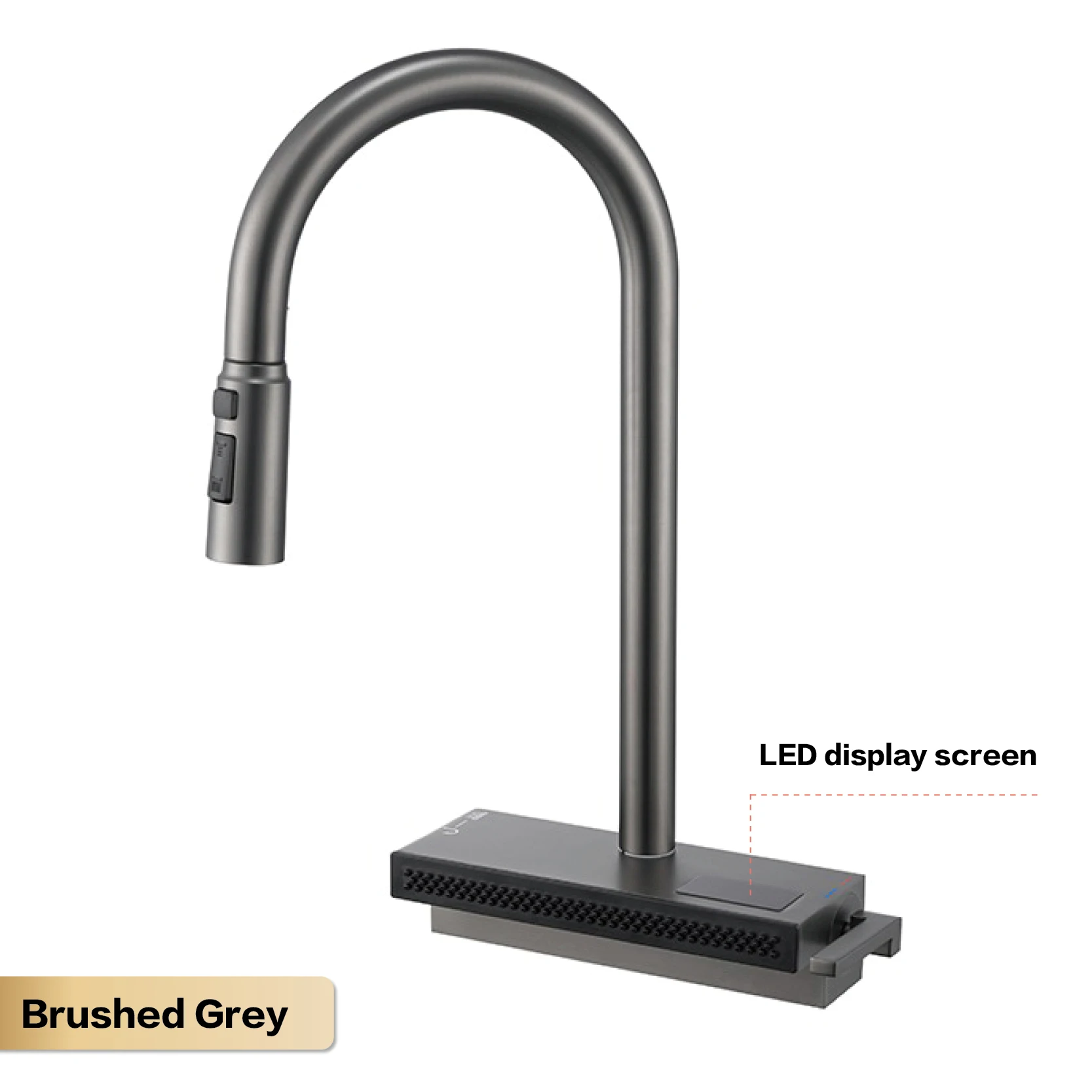 

1 Hole Pull-out with 2 Modes Ceramic Valve Core Hot&cold Water Sink Tap Luxury Gunmetal Brass LED Digital Display Kitchen Faucet