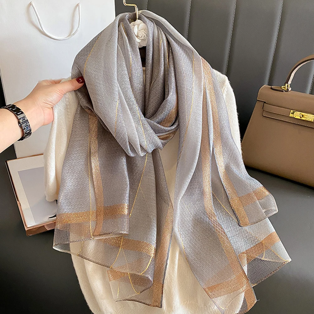 Elegant Solid Silk wool scarf Fashion Scarves Luxury Summer Hijab Head Scarf for Women Long Shawls for Ladies