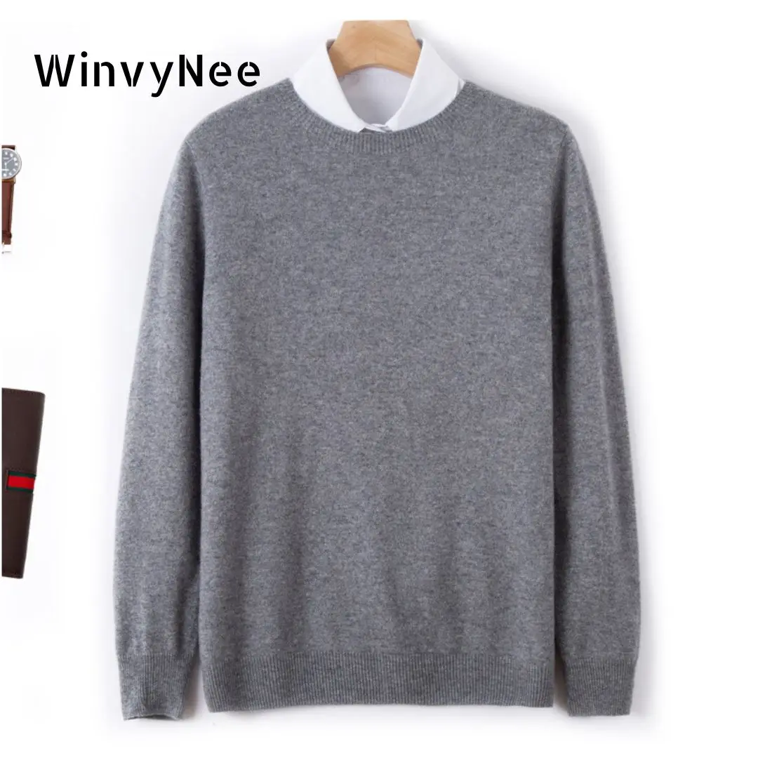 WinvyNee Merino Wool Sweaters Man's Clothing O Neck Casual Long Sleeve Tops Outerwears Warm Knitwear Pullovers Winter M1103003