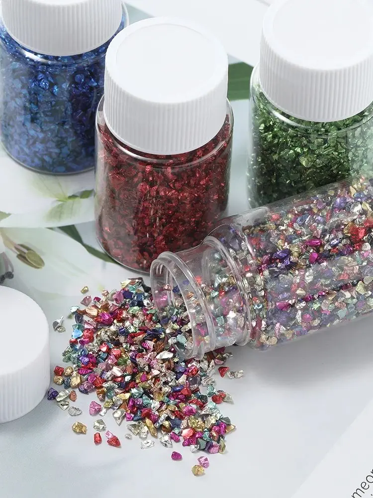 30 g/Flasche Glas Zerkleinerte Steine Harzfüllungen für DIY Epoxidharzform Unregelmäßige Kristall Nail Art Dekoration Schmuckherstellung – Detail 2