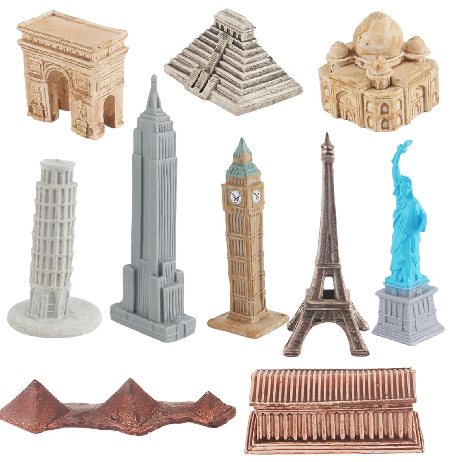 10 Pieces Famous Landmark Buildings Miniature Model, Pretend Play Playset, 3D Architecture Model Decoration, Kids Birthday Gift