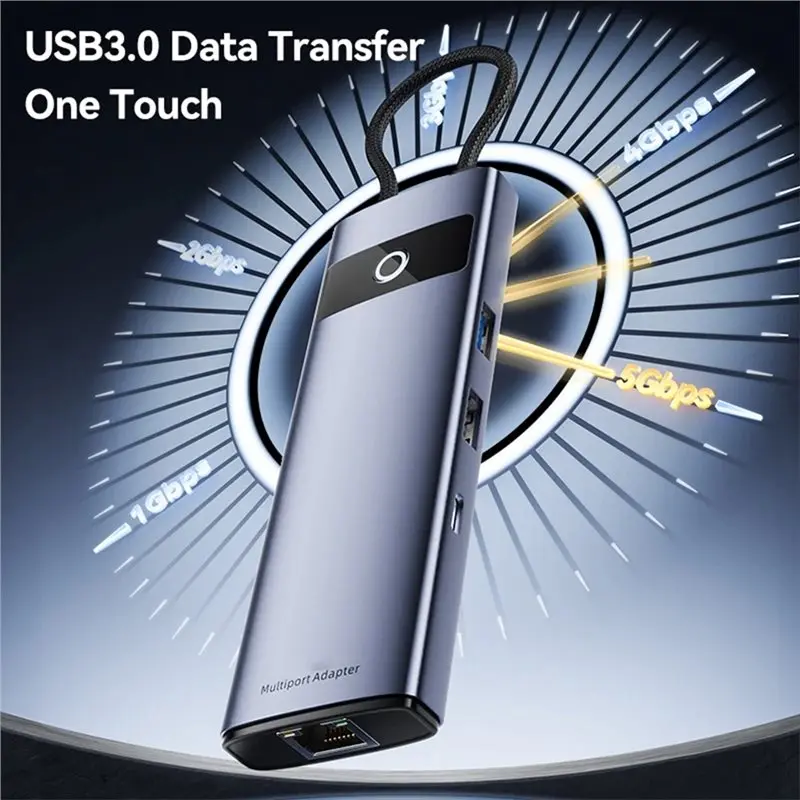 A42Z-8 In 1 Type-C HUB USB-C Dock Station Adapter 4K -Compatible PD100W USB 3.0 100Mbps Ethernet Port For PC Laptops