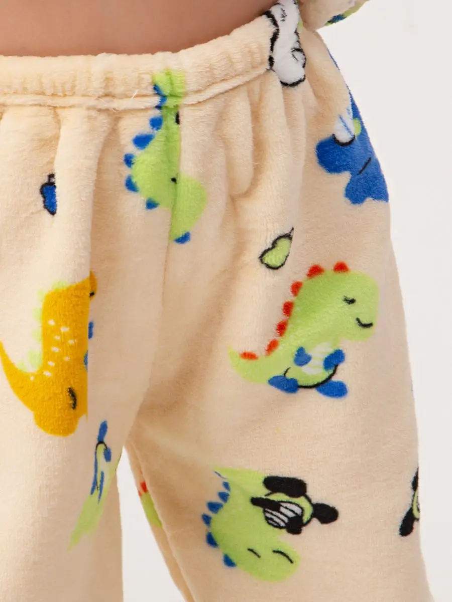 2026 Herbst Winter Kinder Coral-Fleece Schlafanzug-Sets Baby Jungen Mädchen Dinosaurier-Druck Langarm Warme Bequeme Nachtwäsche – Detail 7