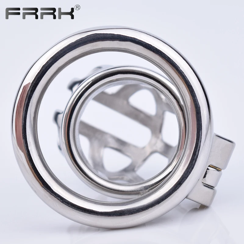 FRRK 115 116 Metal Chastity Cage with 40mm 45mm 50mm 55mm Steel Penis Ring for Adults Men Short Long BDSM Erotic Toys Sex Shop