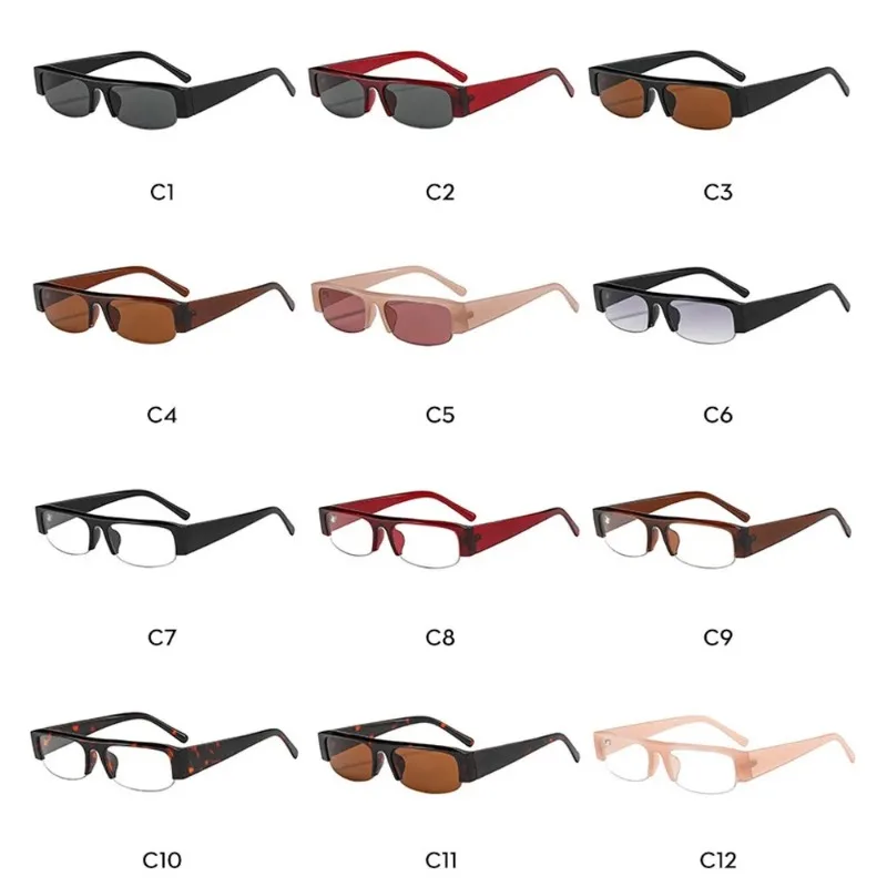 Vintage Small Rectangle Half Frame Black Sunglasses for New Fashion Leopard Gradient Sun Glasses ladies Trendy Driving Eyewear view 6
