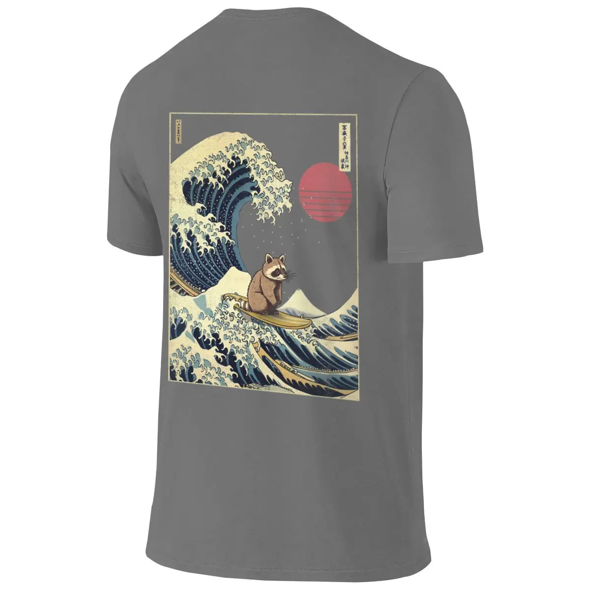 Raccoon Kanagawa Japanese Surfing Wave Straight Leg Reversible T-shirt Korean Style Sweet Cool Easy To Clean T-shirt