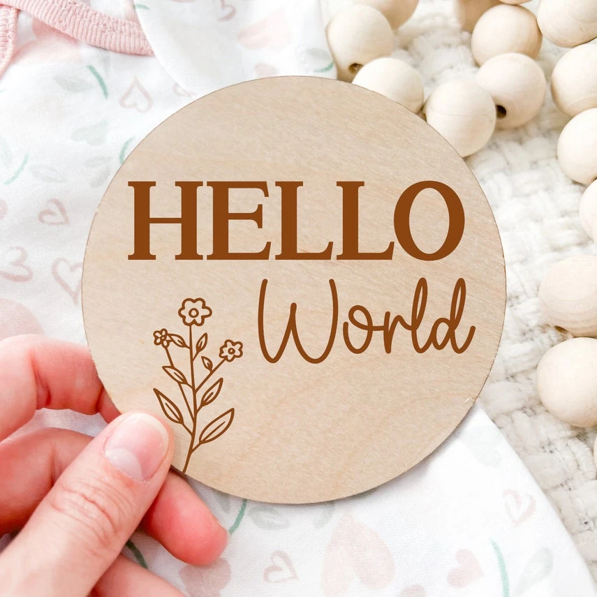 20pcs Baby Wildflower Birth Announcement Wood Discs New Baby Plaque