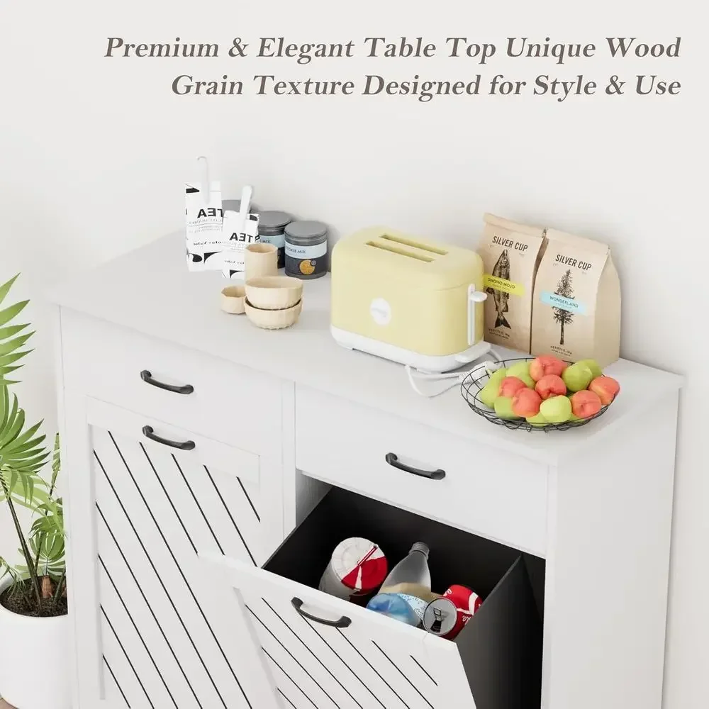 Double Bin Trash Cabinet - 26 Gallons & 2x13 Gallons Storage Solutions for Kitchen, Laundry & Bathroom
