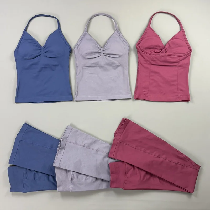 Bootcut Sports Set 2Pcs HISTELLO Women Sports Longline Strappy Top Squat Proof No See Through Yoga Gym Training Casual Outfit