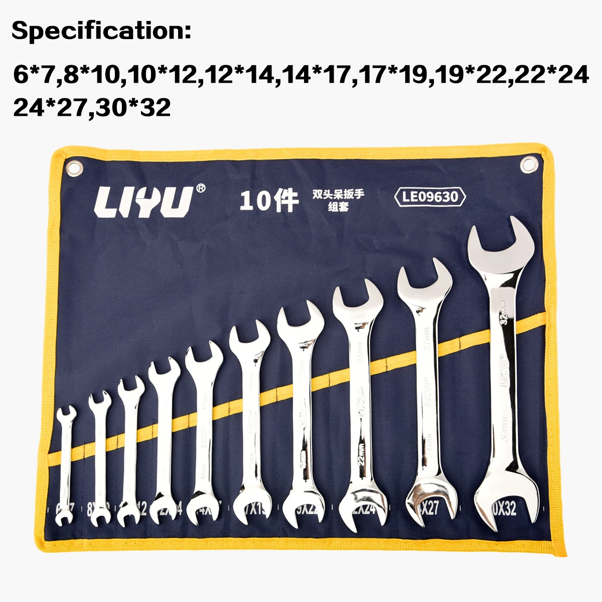 

10Pcs Double Open End Wrench Set, Mirror Polished Spanner Set, Metric 6-32mm, Automotive & Home Repair Tools