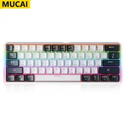 MUCAI MK61 USB oyun mekanik klavye kırmızı anahtarı RGB arkadan aydınlatmalı sıcak değiştirilebilir 61 tuşları kablolu ayrılabilir kablo