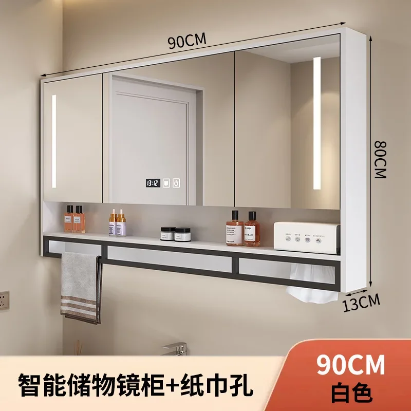 Bathroom smart bathroom mirror cabinet separate wall-mounted vanity mirror washbasin mirror defogging belt installation bag stor