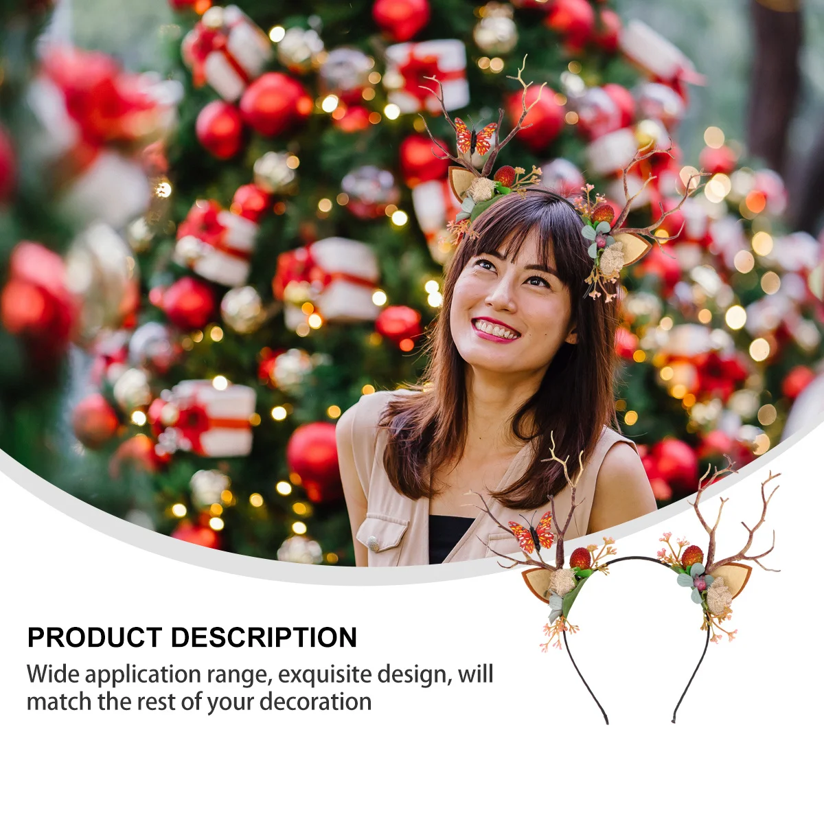 

Twig Antler Hair Hoop Deer Horn Headband for Halloween Christmas Party Cosplay Decor Deer Horn Hair Hoop Halloween Headband